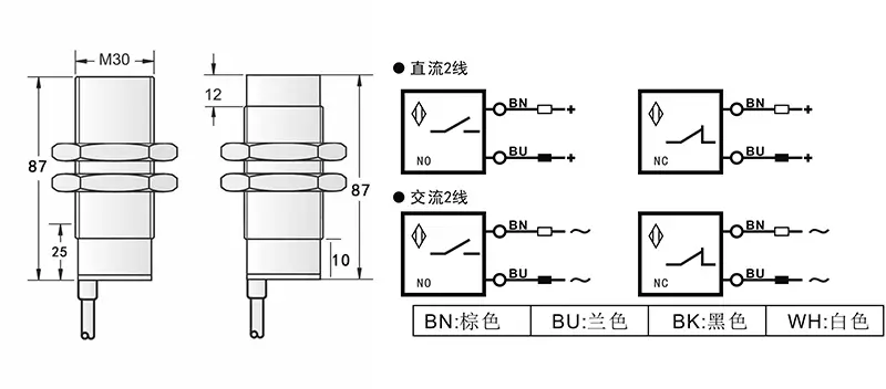 AC M30两线电容式接近开关