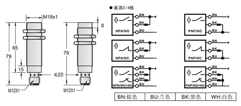 M18-M12金属感应面接近开关