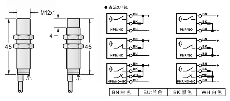 M12高温100度电感式接近开关