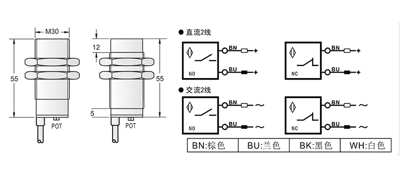 AC 2线 M30两线电感式接近开关