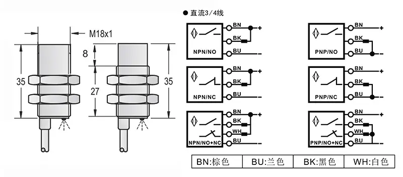 M18-35mm圆柱标准型接近开关出线式