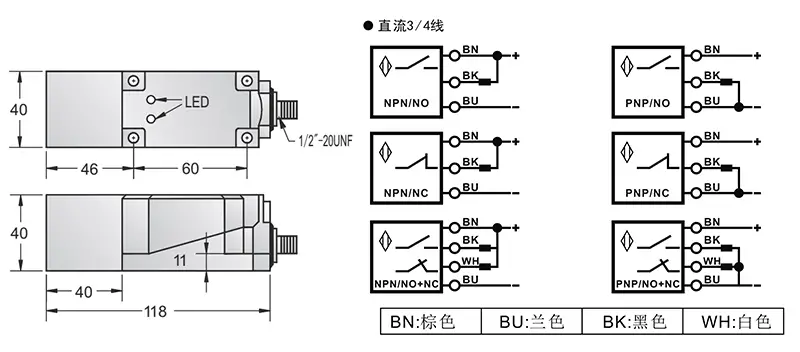 Q40接头式方形电感式接近开关